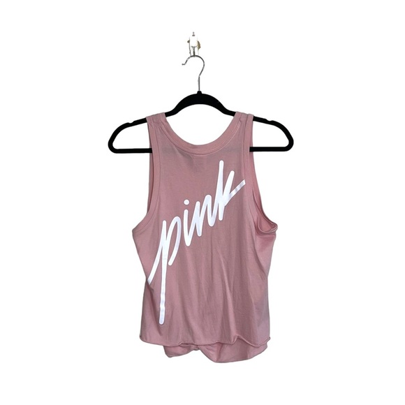 Victoria’s Secret PINK Tank Light Pink Graphic Logo Knot Front Small Women’s - Picture 5 of 11